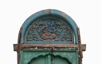 Antique Carved Teakwood Wooden Door with Ganesha Panel (Rare find)